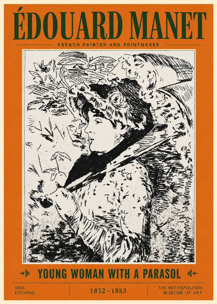 Édouard Manet Young Woman with a Parasol No5 - Poszter