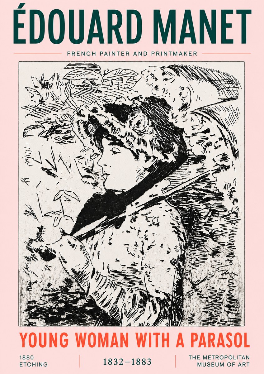 Édouard Manet Young Woman with a Parasol No6 - Poszter