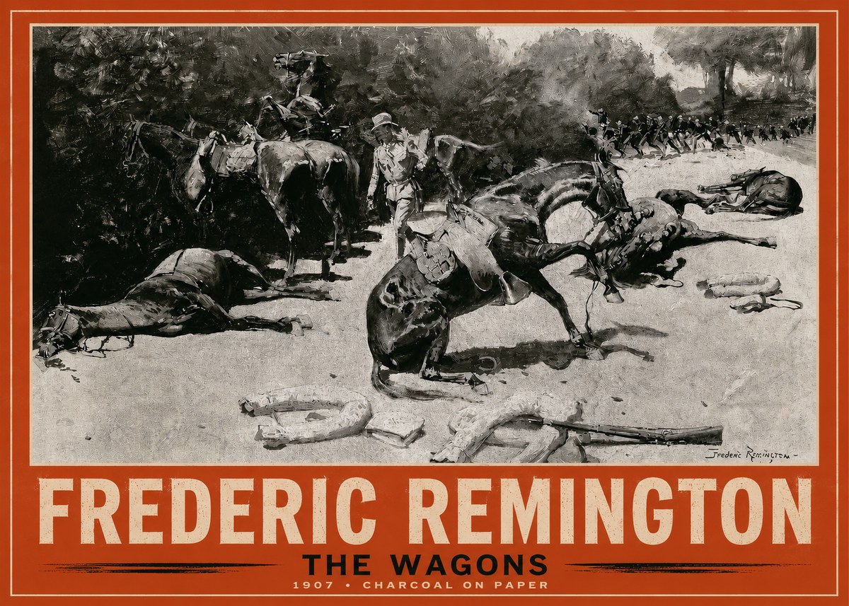 Frederic Remington The Wagons No2 - Poszter