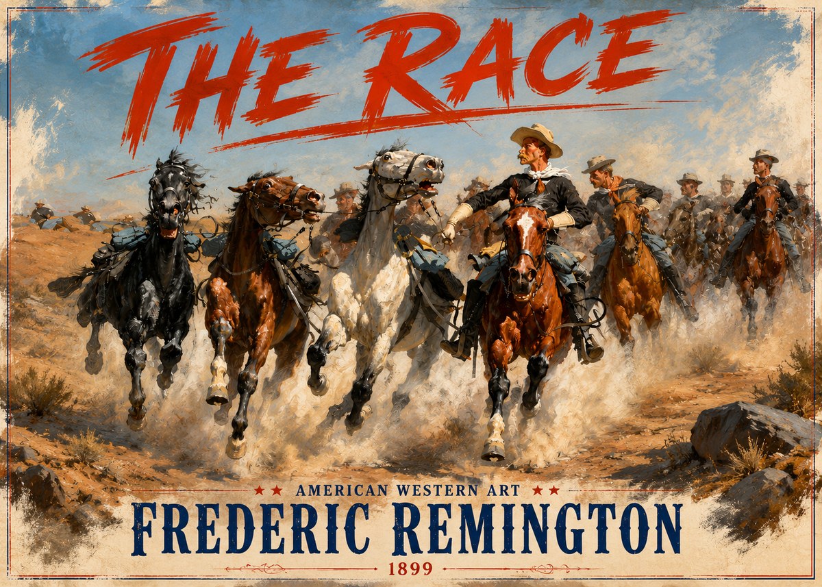 Frederic Remington The Race I No3 - Poszter