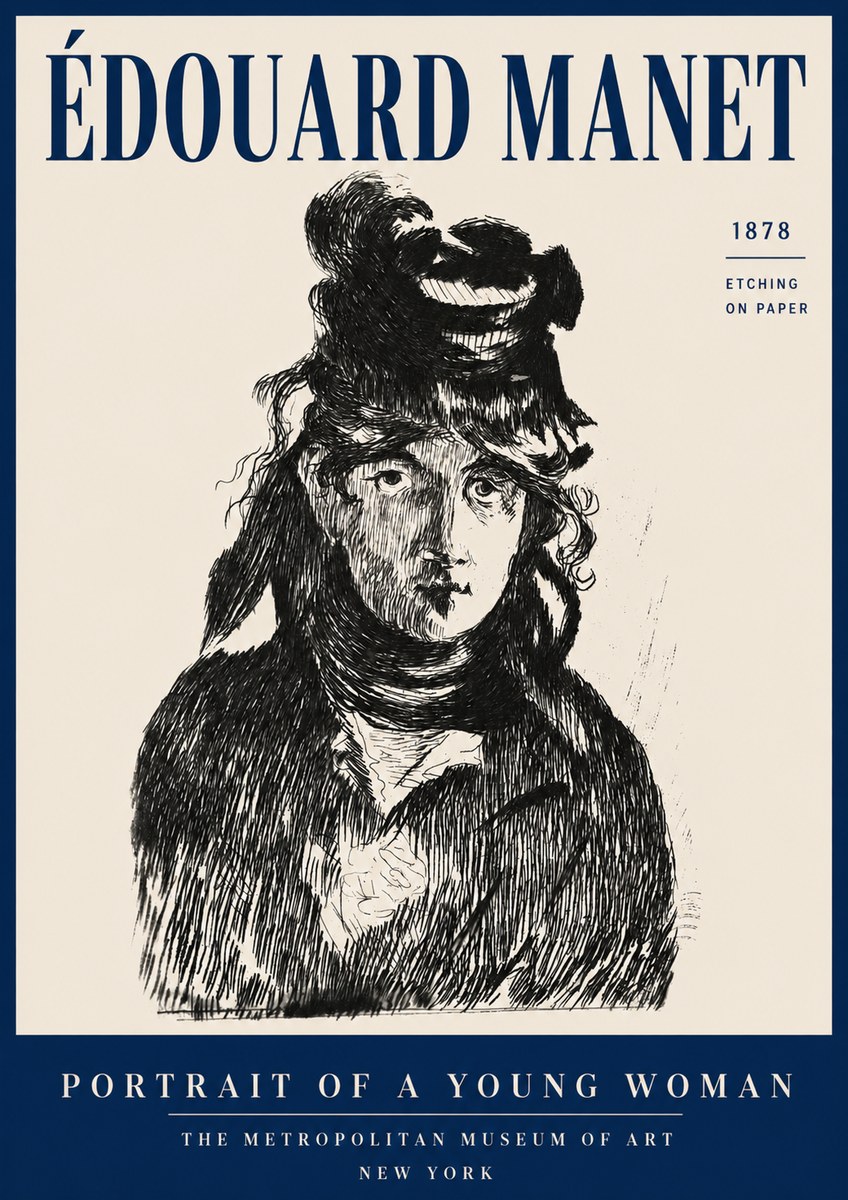 Édouard Manet Portrait of a Young Woman I No4 - Poszter