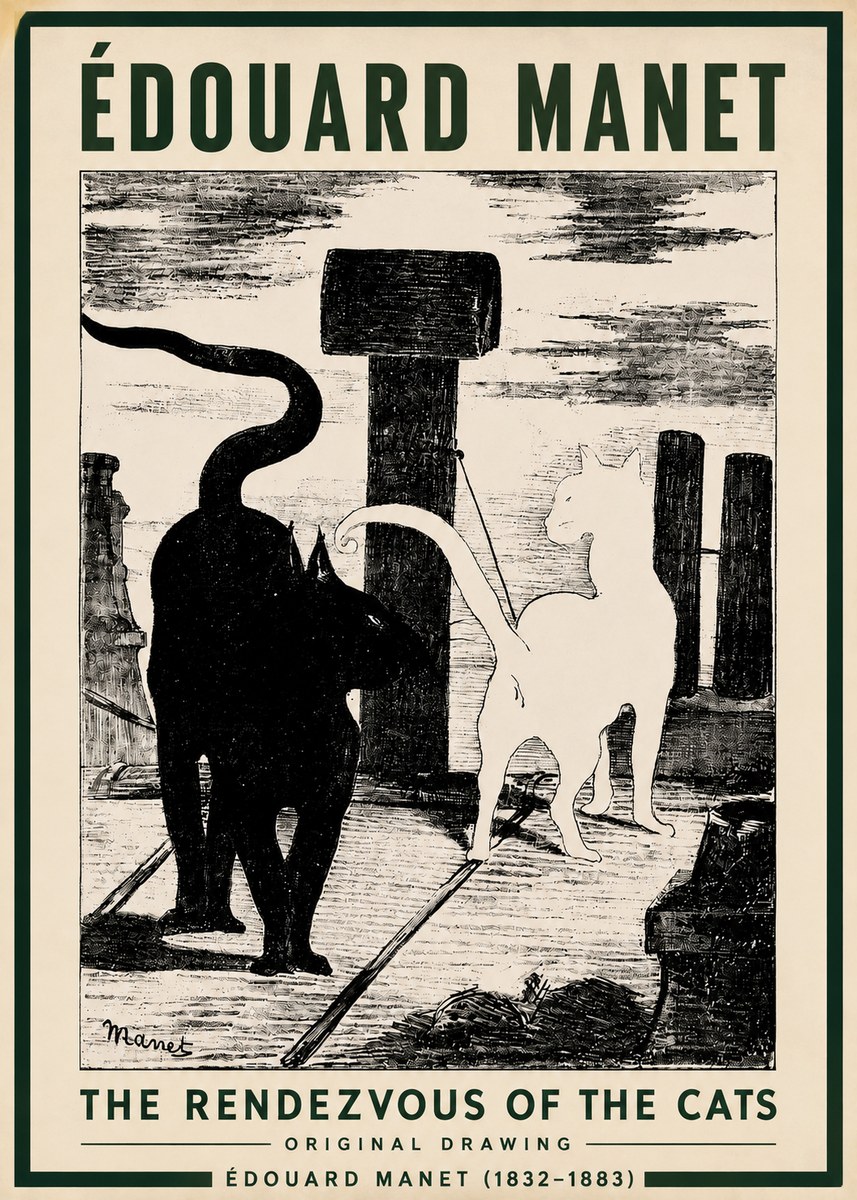 Édouard Manet The Rendezvous of the Cats No3 - Poszter