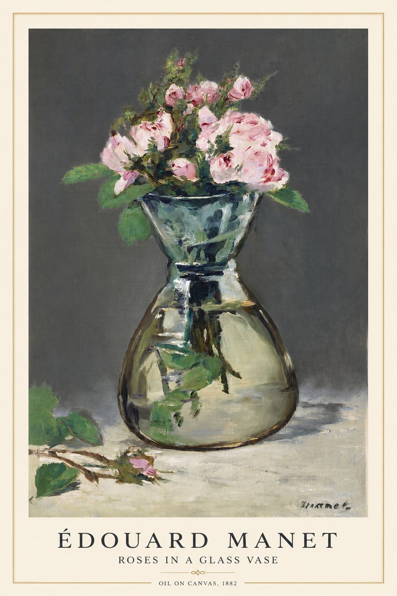 Édouard Manet Roses in a Glass Vase II No1 - Poszter
