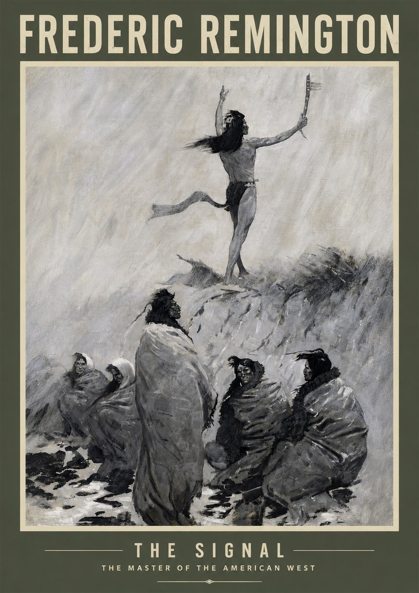 Frederic Remington The Signal No5 - Poszter