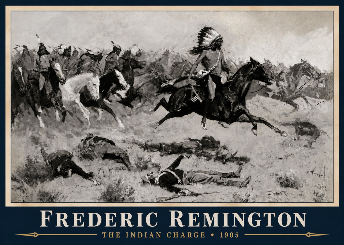 Frederic Remington The Indian Charge No3 - Poszter