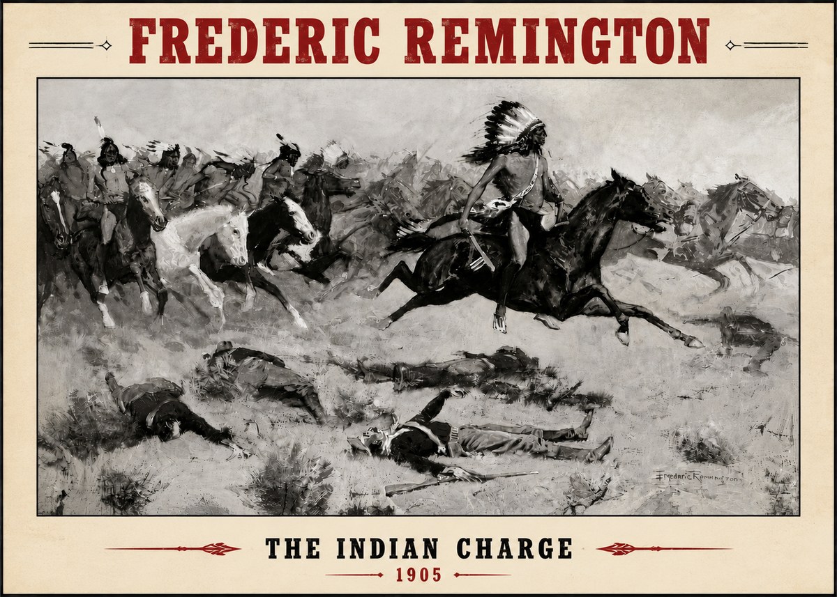 Frederic Remington The Indian Charge No4 - Poszter