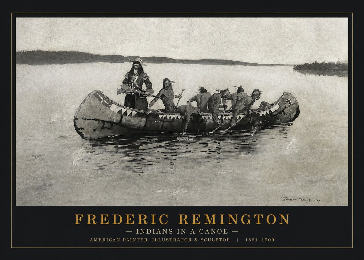 Frederic Remington Indians in a Canoe No1 - Poszter