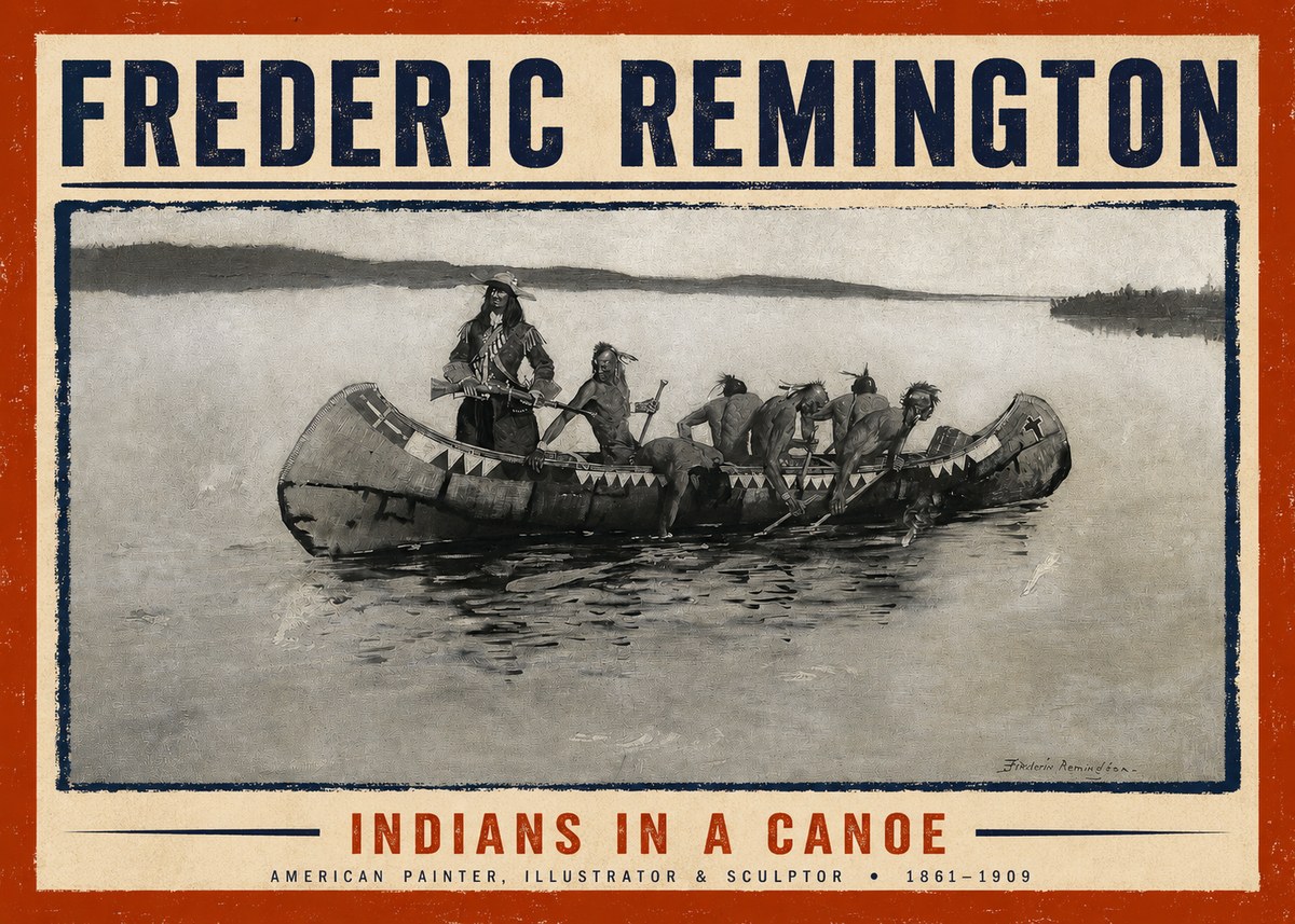 Frederic Remington Indians in a Canoe No2 - Poszter