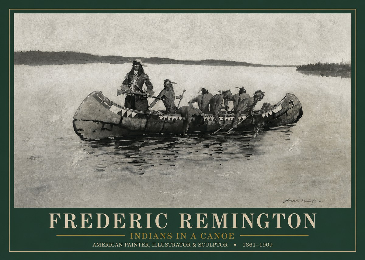 Frederic Remington Indians in a Canoe No3 - Poszter