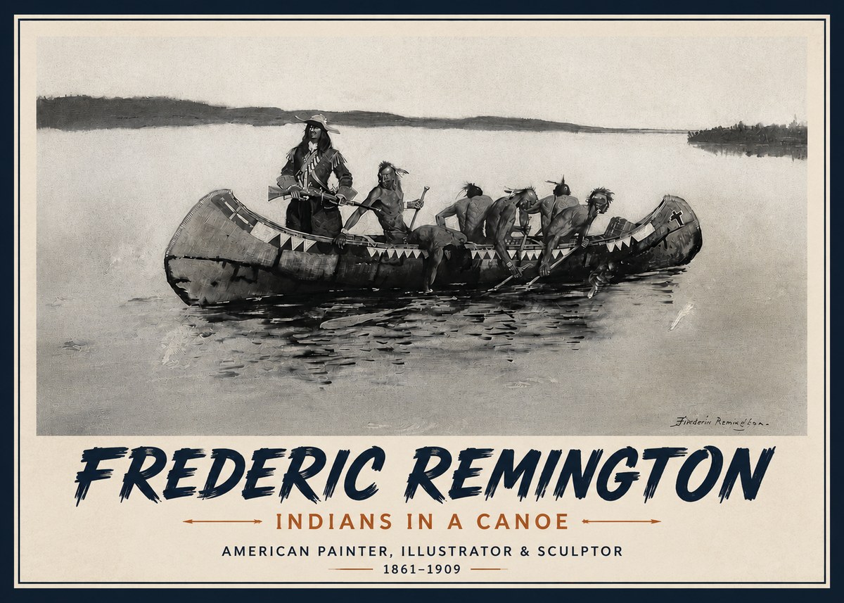 Frederic Remington Indians in a Canoe No4 - Poszter