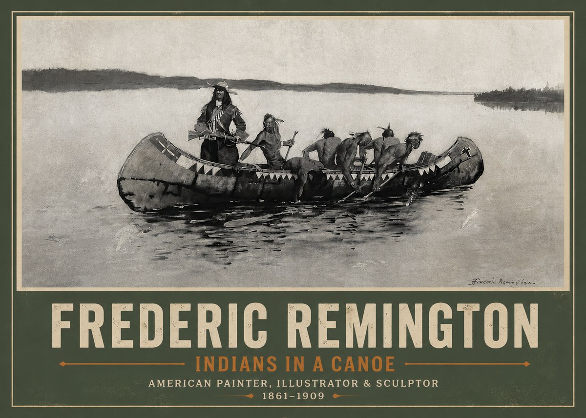 Frederic Remington Indians in a Canoe No5 - Poszter