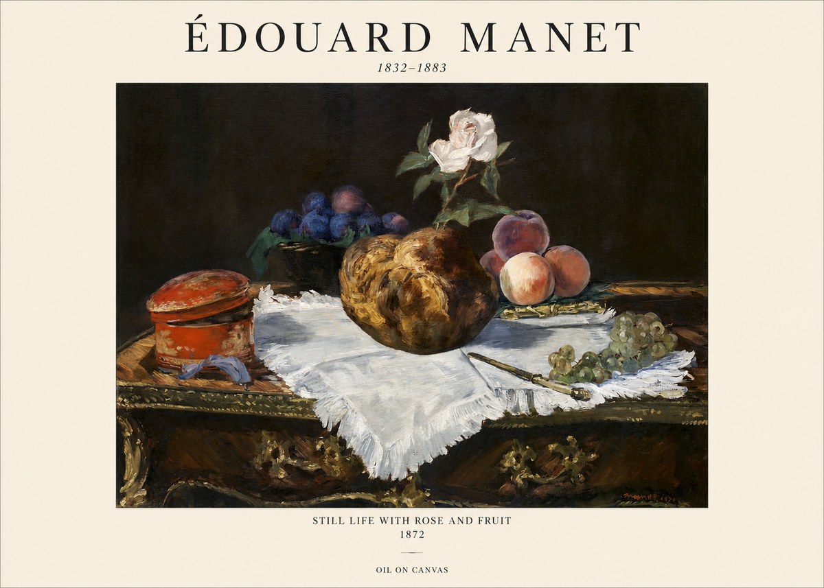 Édouard Manet Still Life with Rose and Fruit No1 - Poszter