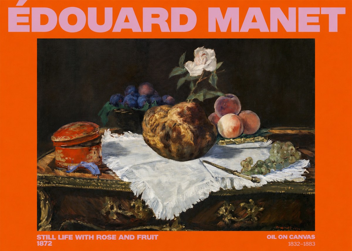 Édouard Manet Still Life with Rose and Fruit No2 - Poszter