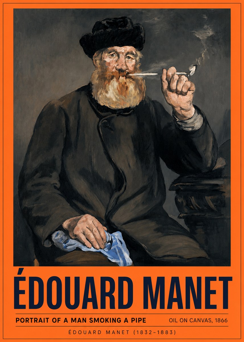Édouard Manet Portrait of a Man Smoking a Pipe No2 - Poszter