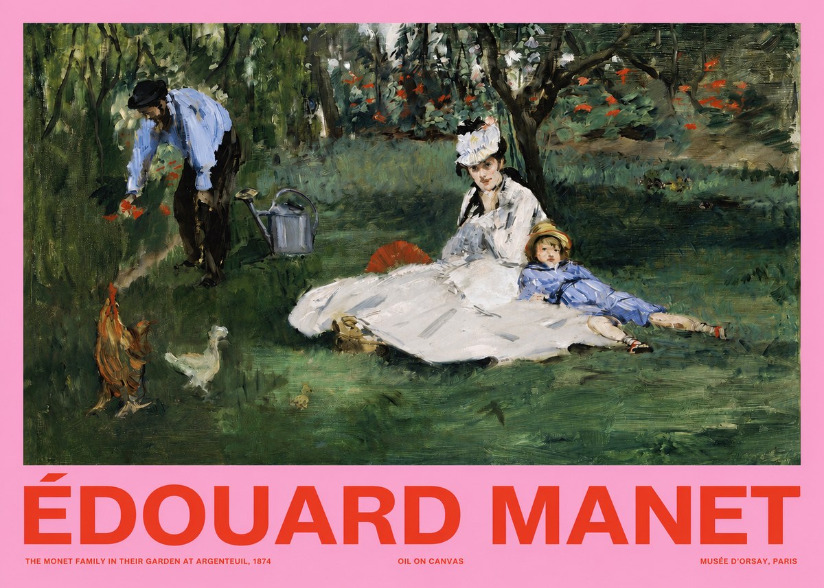 Édouard Manet The Monet Family in Their Garden at Argenteuil, 1874 No2 - Poszter