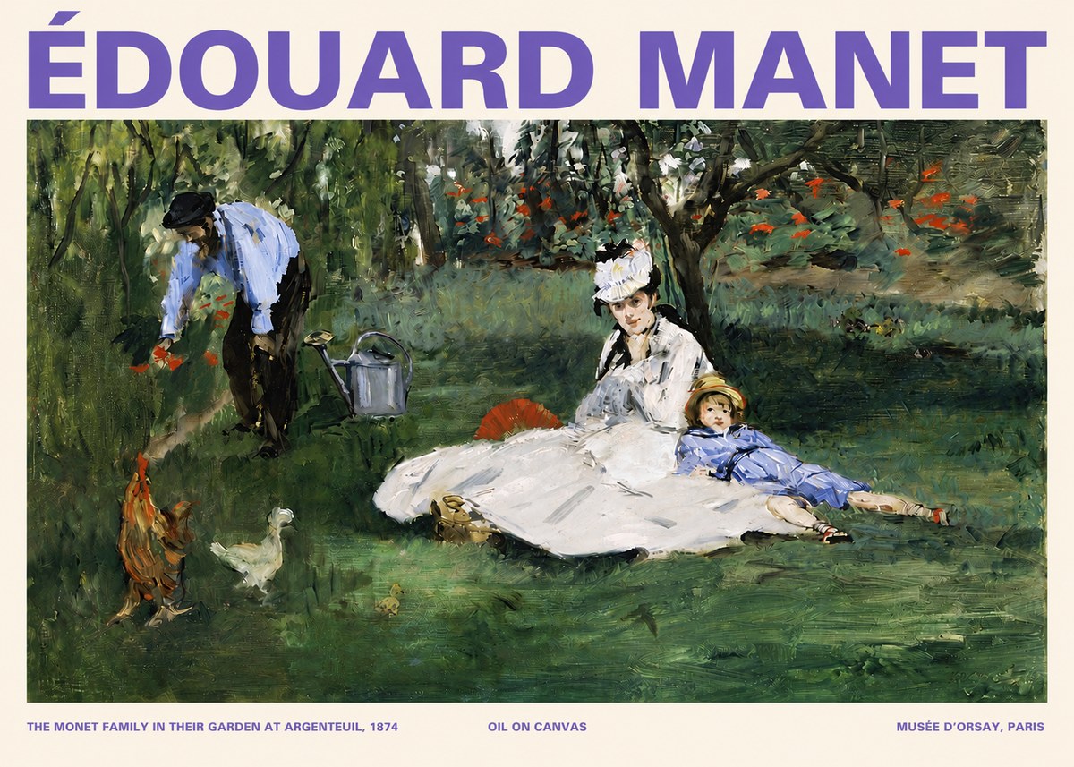 Édouard Manet The Monet Family in Their Garden at Argenteuil, 1874 No4 - Poszter
