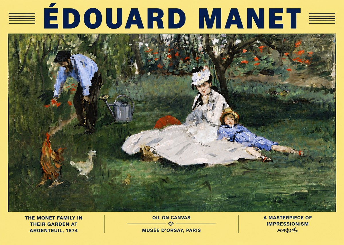 Édouard Manet The Monet Family in Their Garden at Argenteuil, 1874 No6 - Poszter