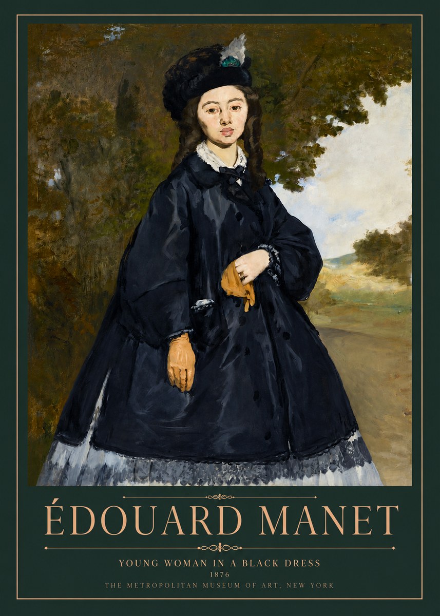 Édouard Manet Young Woman in a Black Dress No3 - Poszter