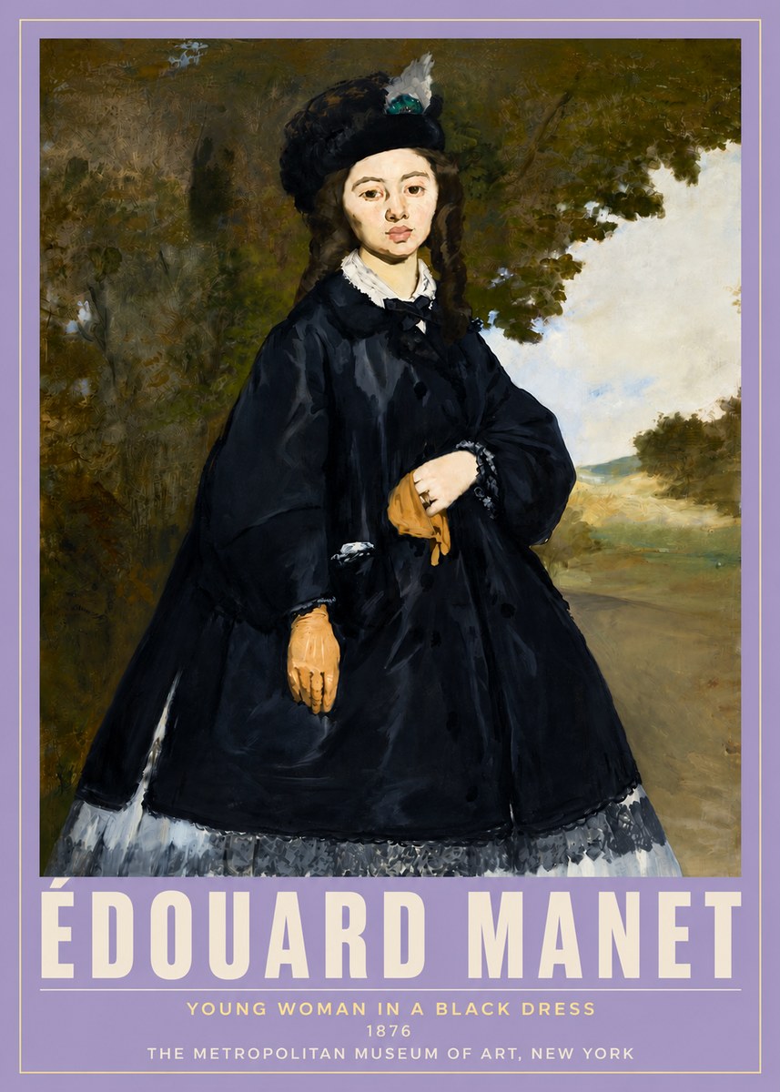 Édouard Manet Young Woman in a Black Dress No5 - Poszter