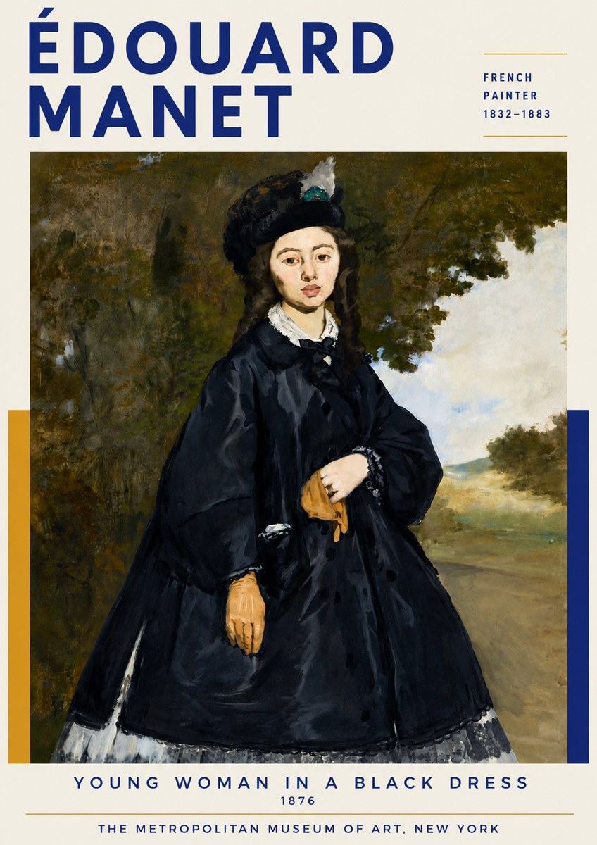Édouard Manet Young Woman in a Black Dress No6 - Poszter