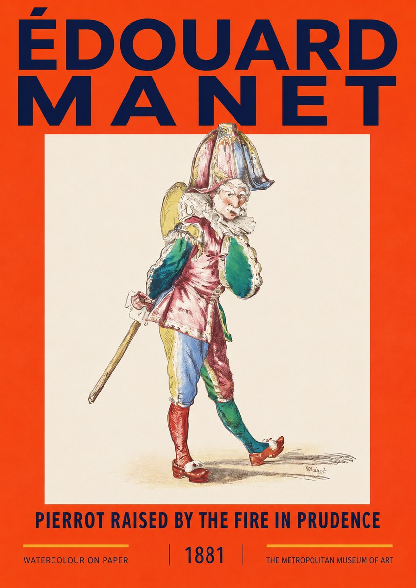 Édouard Manet Pierrot Raised by the Fire in Prudence No2 - Poszter