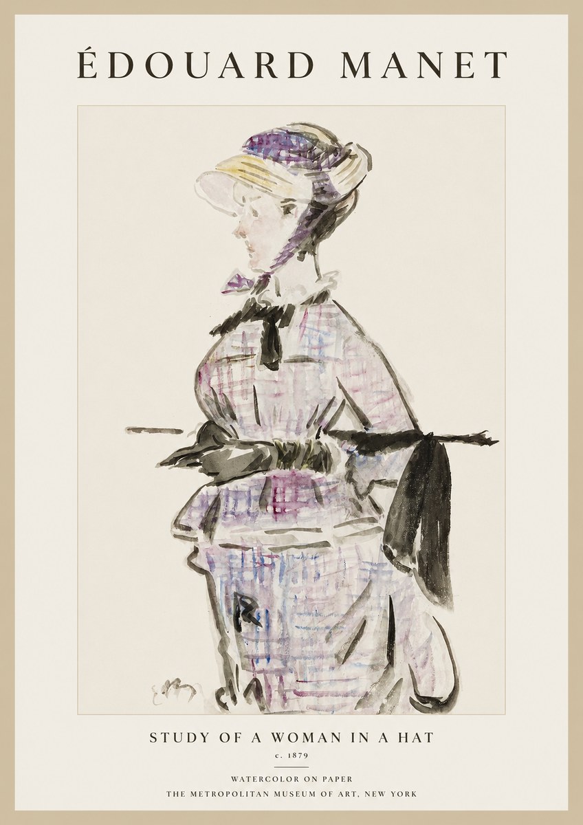 Édouard Manet Study of a Woman in a Hat No1 - Poszter