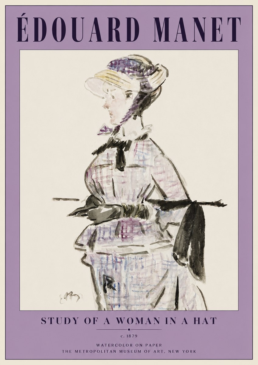 Édouard Manet Study of a Woman in a Hat No2 - Poszter