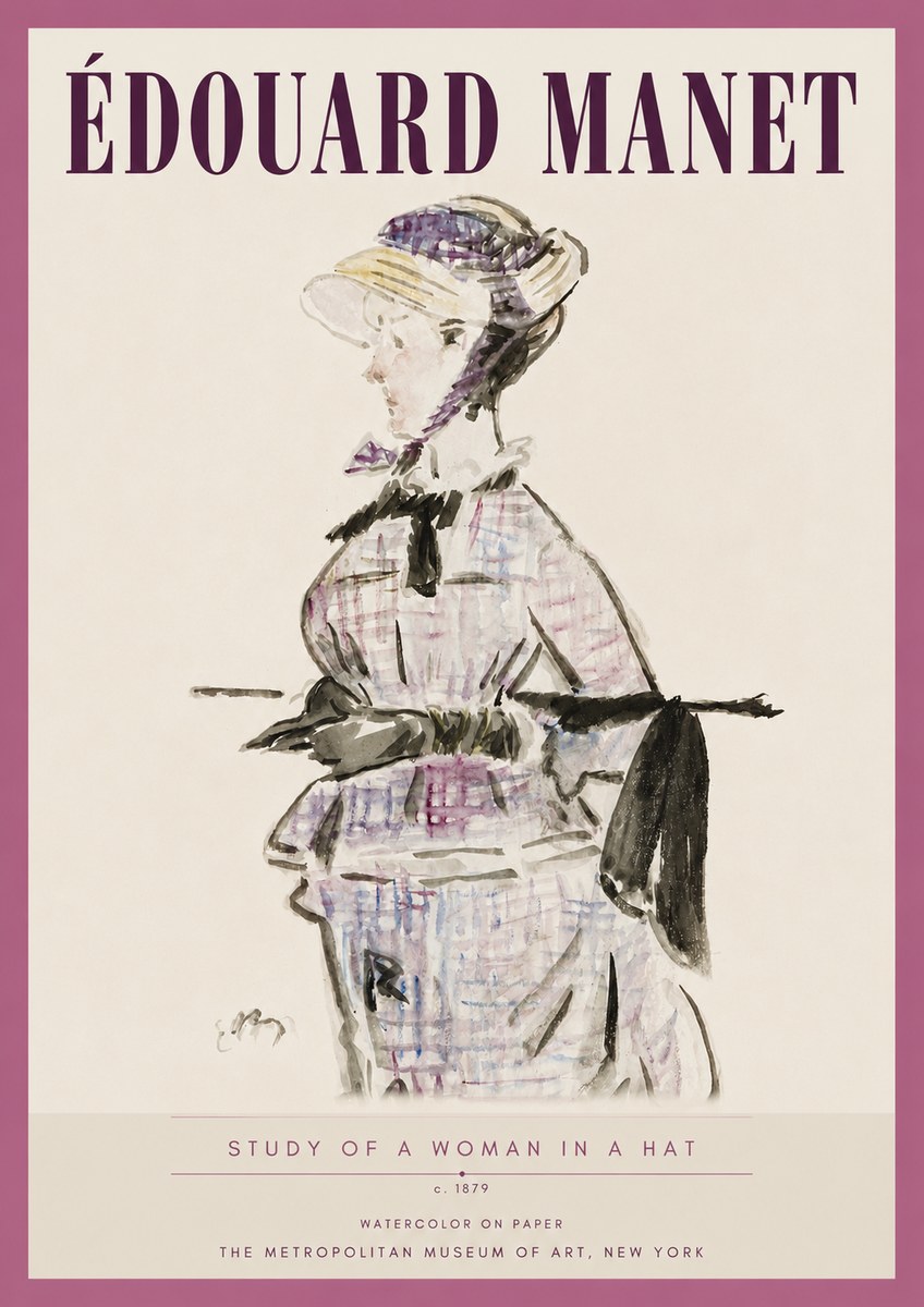 Édouard Manet Study of a Woman in a Hat No4 - Poszter