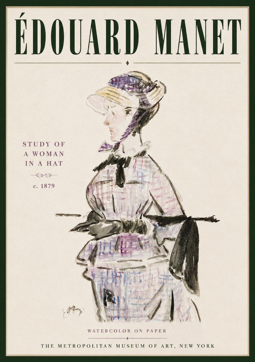 Édouard Manet Study of a Woman in a Hat No5 - Poszter
