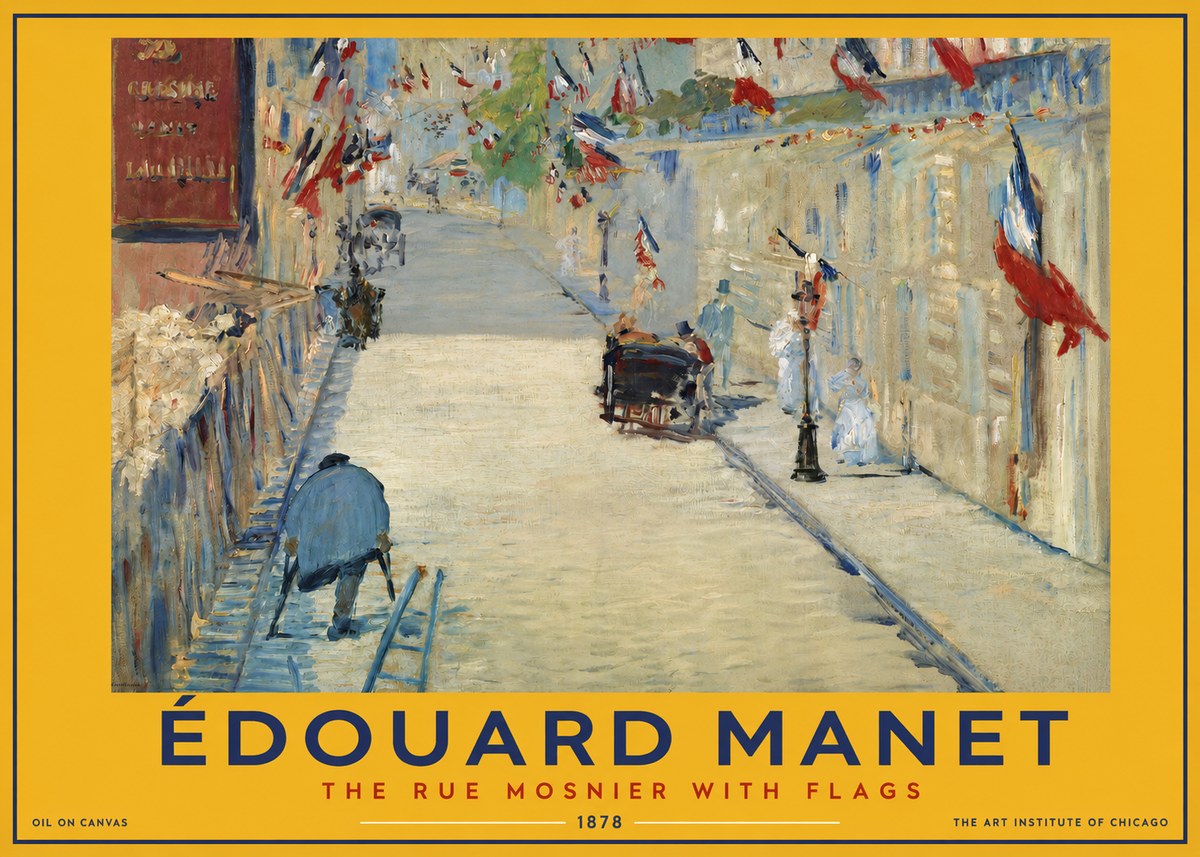 Édouard Manet The Rue Mosnier with Flags No2 - Poszter