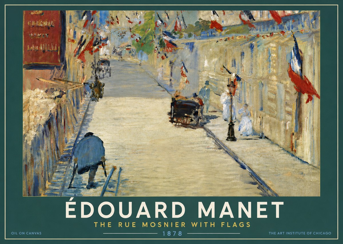 Édouard Manet The Rue Mosnier with Flags No5 - Poszter