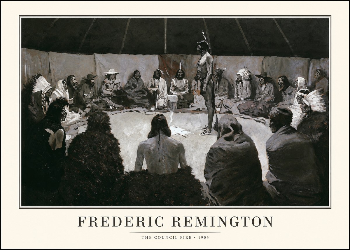 Frederic Remington The Council Fire II No1 - Poszter