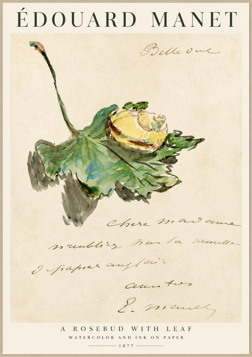 Édouard Manet A Rosebud with Leaf No1 - Poszter