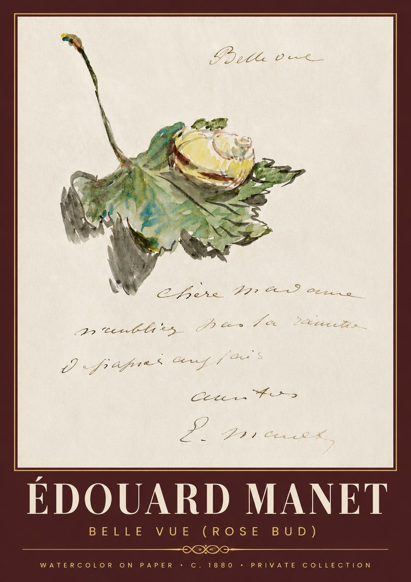 Édouard Manet A Rosebud with Leaf No6 - Poszter