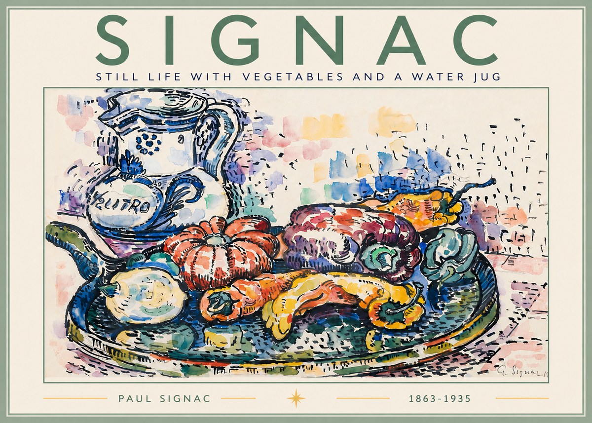 Signac Still Life with Vegetables and a Water Jug No6 - Poszter