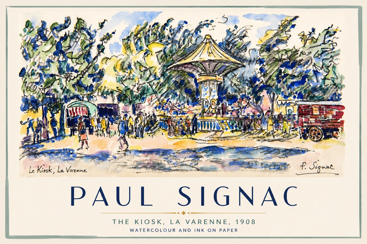 Signac The Kiosk, La Varenne, 1908 No4 - Poszter