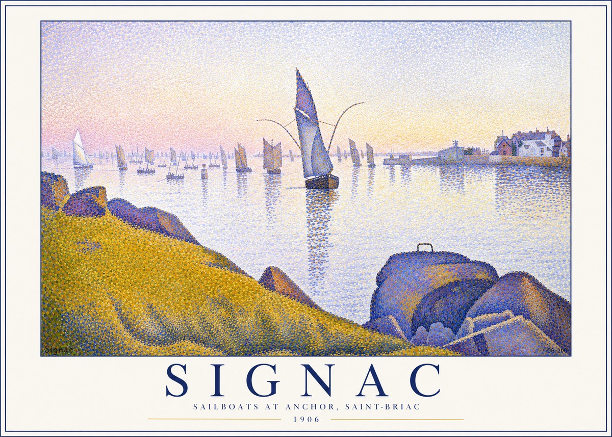 Signac Sailboats at Anchor, Saint-briac No1 - Poszter