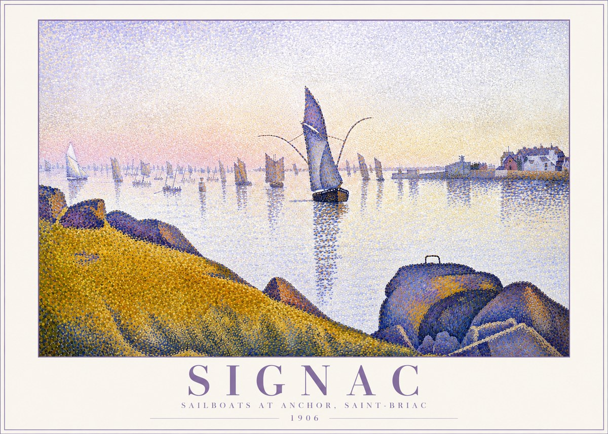 Signac Sailboats at Anchor, Saint-briac No2 - Poszter