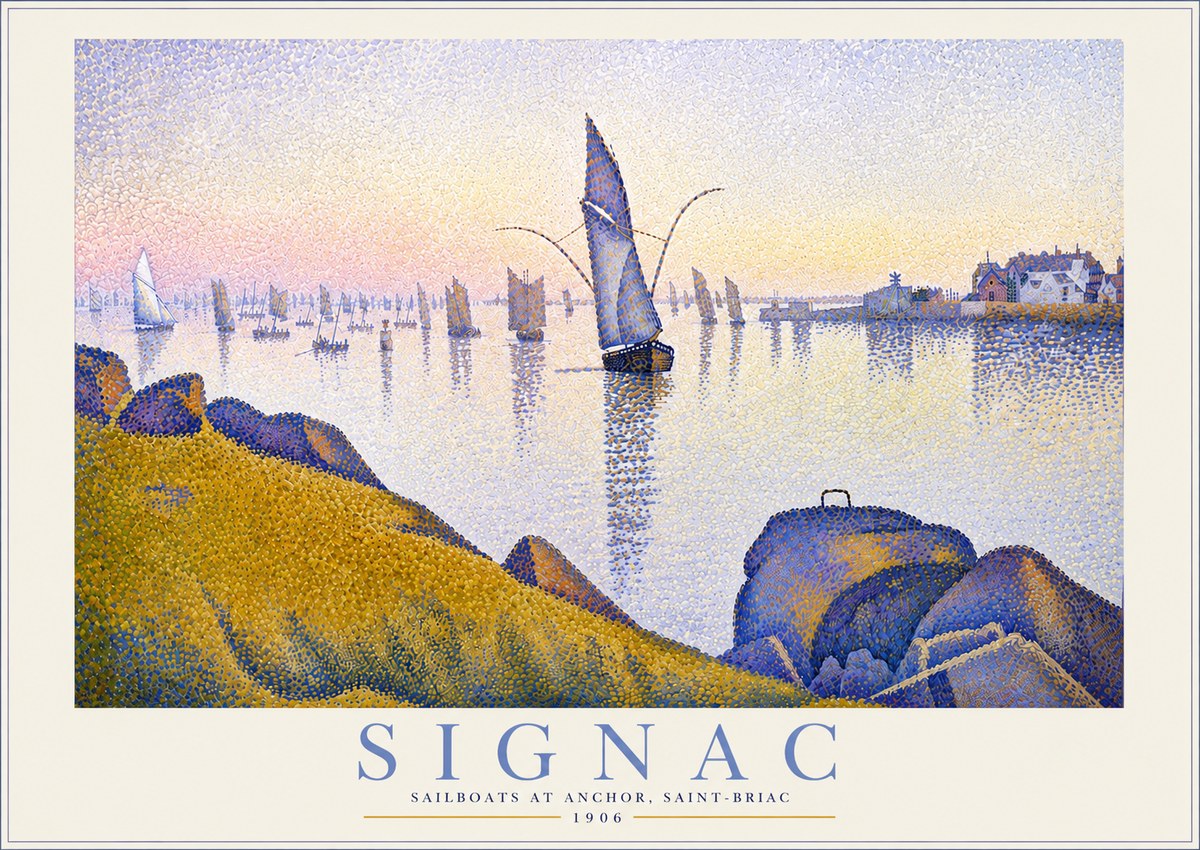 Signac Sailboats at Anchor, Saint-briac No4 - Poszter