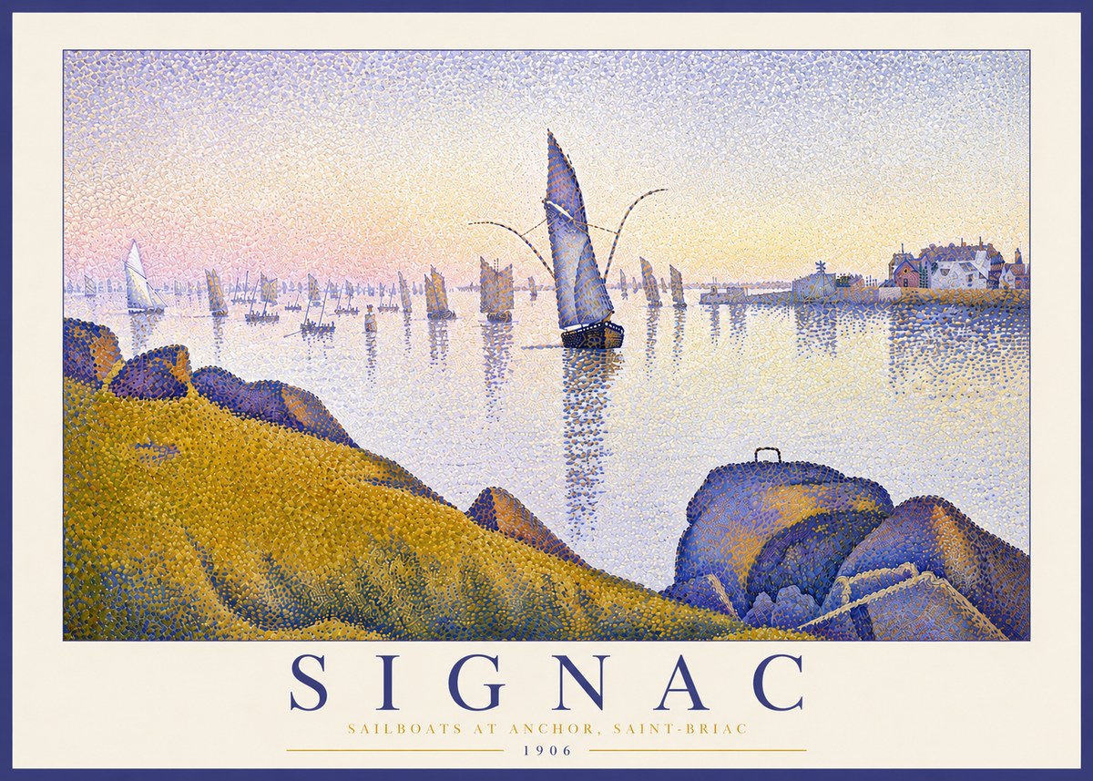 Signac Sailboats at Anchor, Saint-briac No5 - Poszter