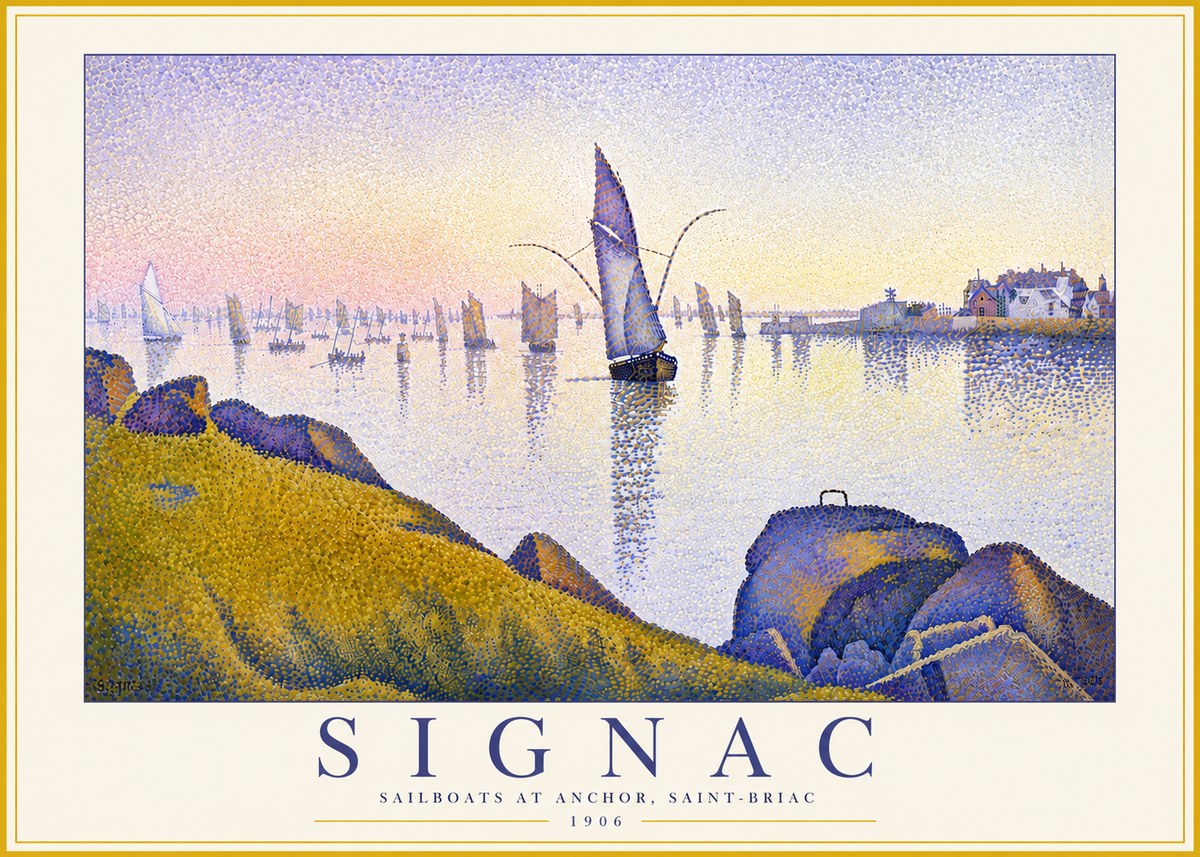 Signac Sailboats at Anchor, Saint-briac No6 - Poszter