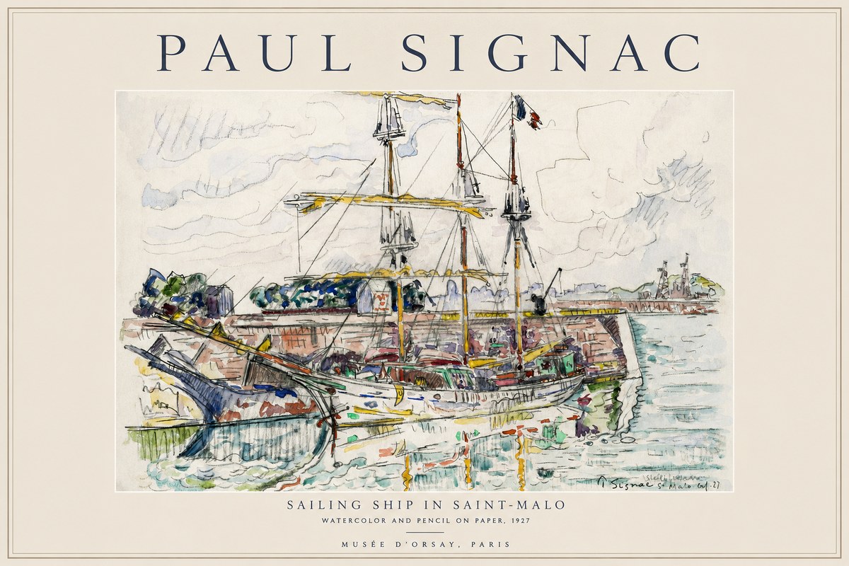Signac Sailing Ship in Saint-malo No1 - Poszter