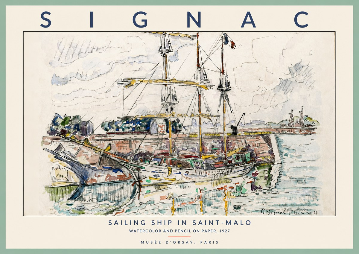 Signac Sailing Ship in Saint-malo No2 - Poszter