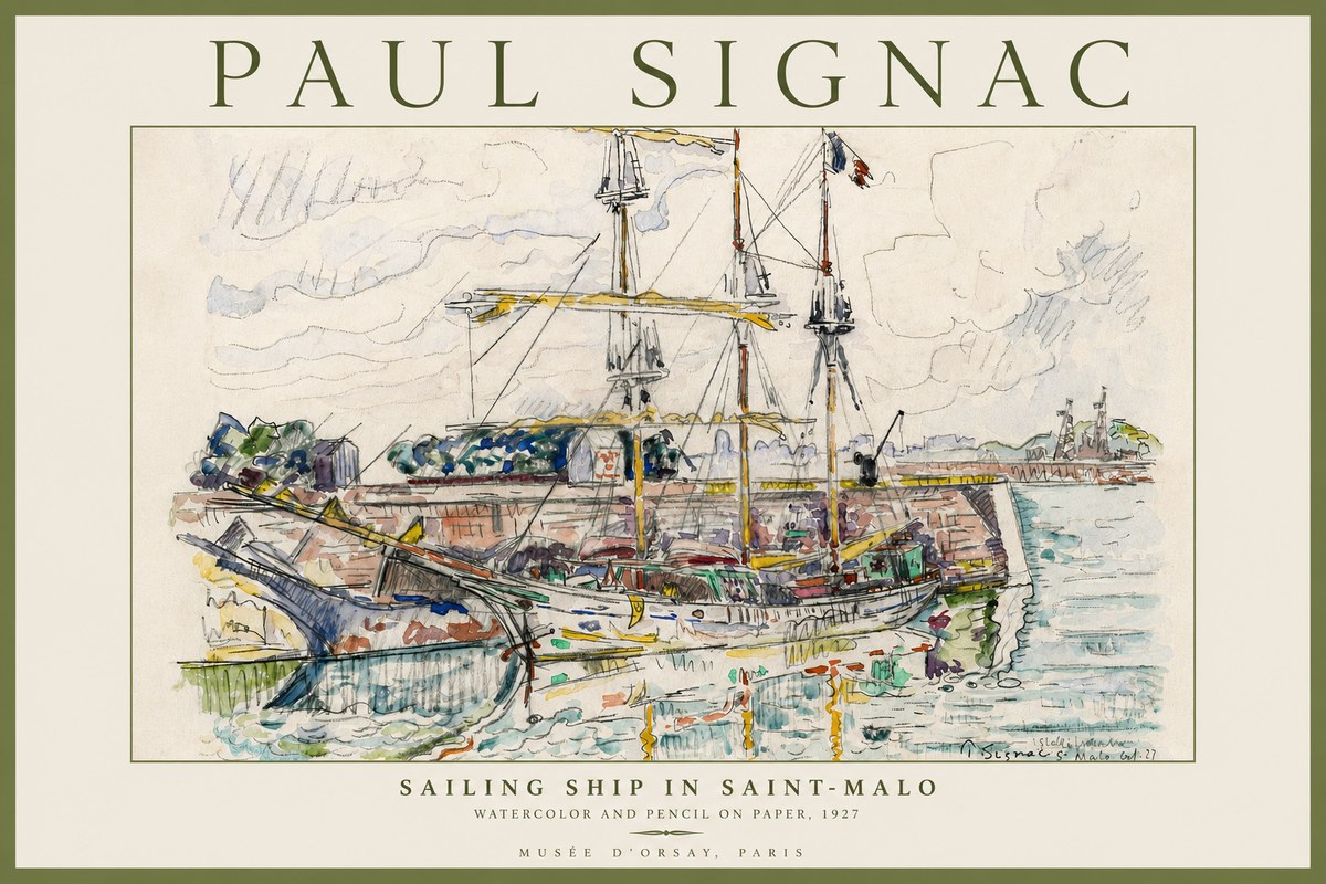 Signac Sailing Ship in Saint-malo No4 - Poszter
