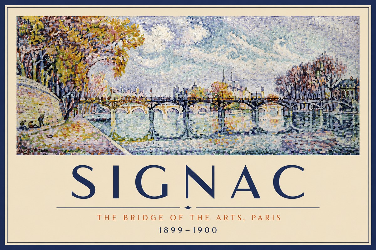 Signac The Bridge of the Arts, Paris No4 - Poszter