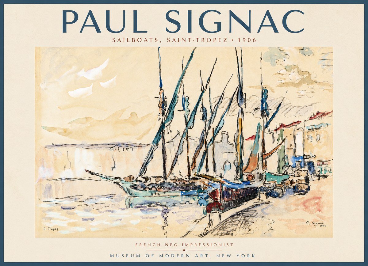 Signac Sailboats, Saint-tropez No5 - Poszter