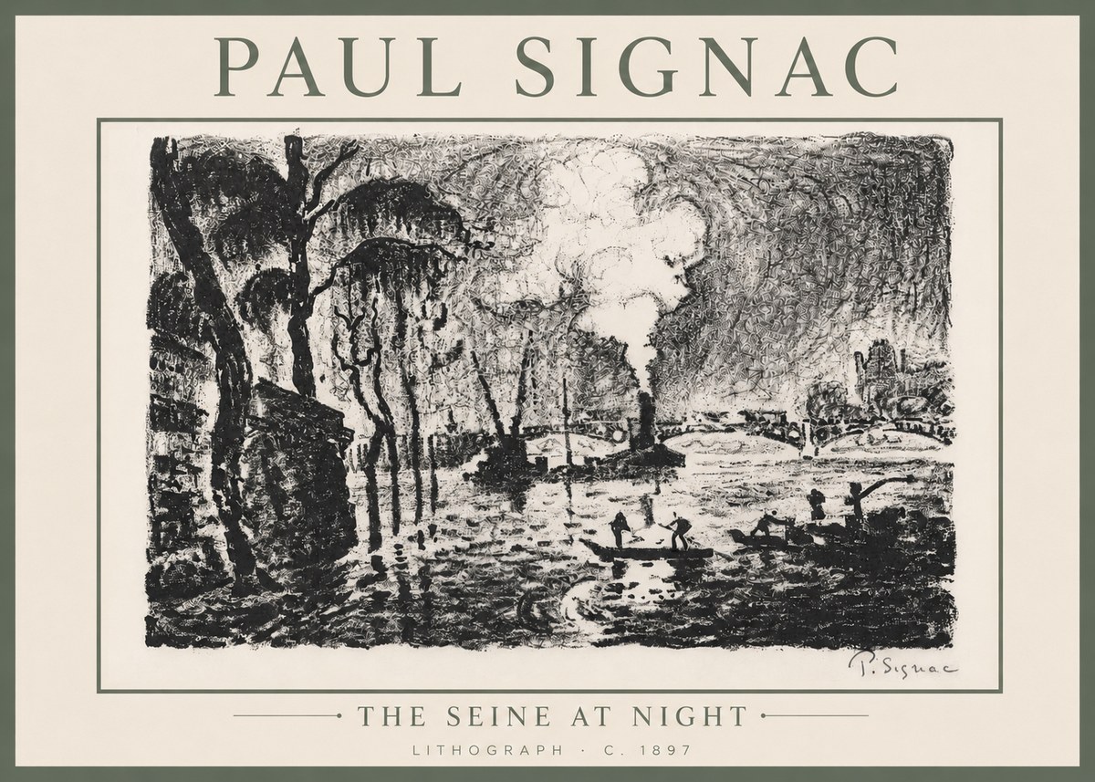 Signac The Seine at Night No6 - Poszter