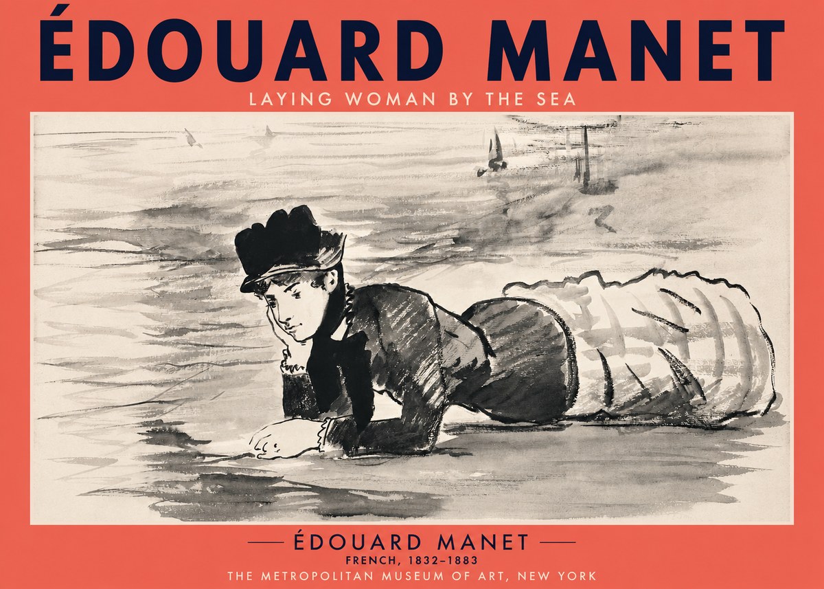 Édouard Manet Laying Woman by the Sea No2 - Poszter