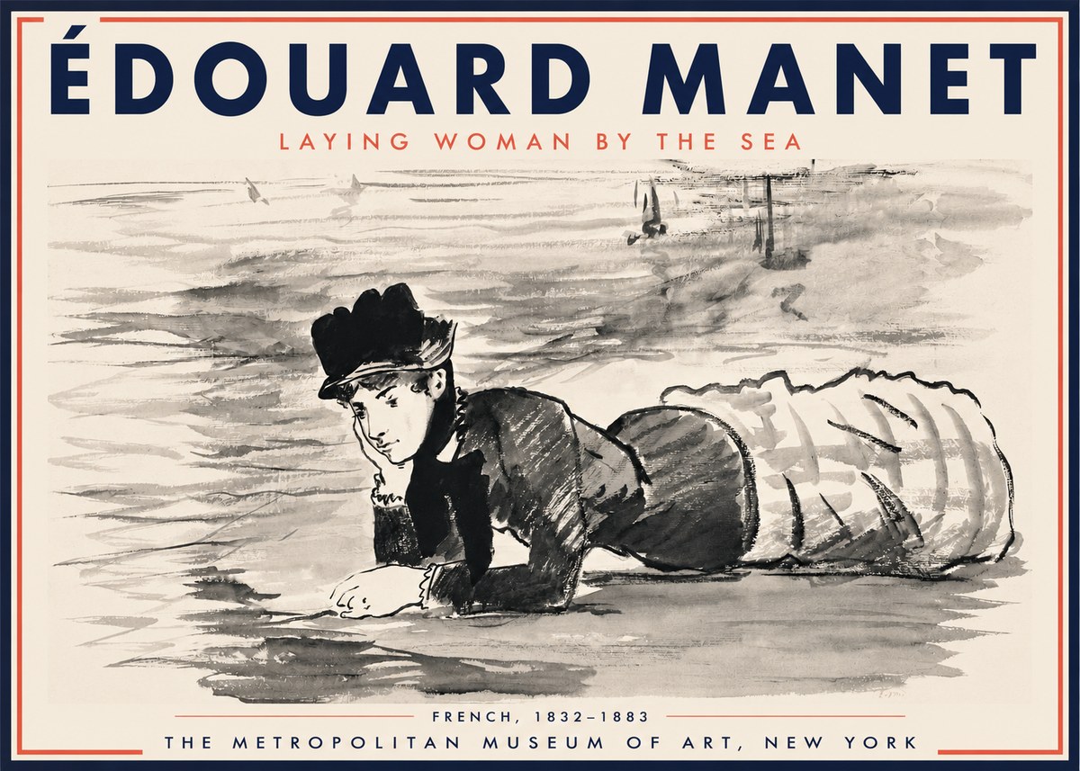 Édouard Manet Laying Woman by the Sea No3 - Poszter