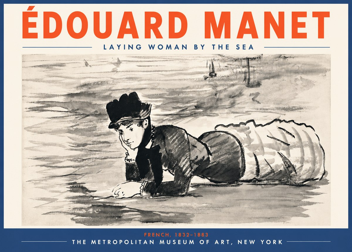 Édouard Manet Laying Woman by the Sea No5 - Poszter